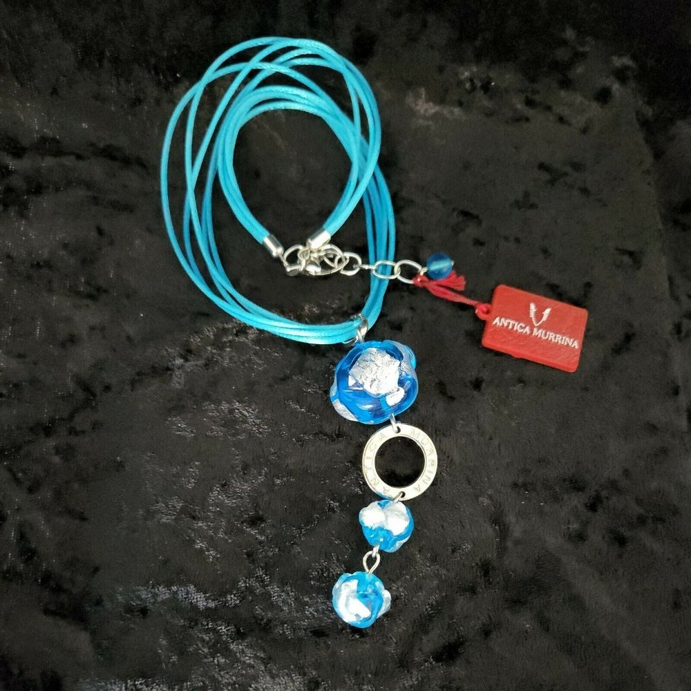 Antica Murrina Necklace Pepita Murano Glass Pendant Necklace 16" Brand New